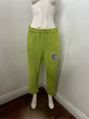 Eric Emanuel Green Bouclé Lounge Pants with Embroidered 'EE' Patch